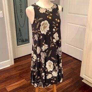Old navy sleeveless stretchy fitted body-com flower floral short midi dress